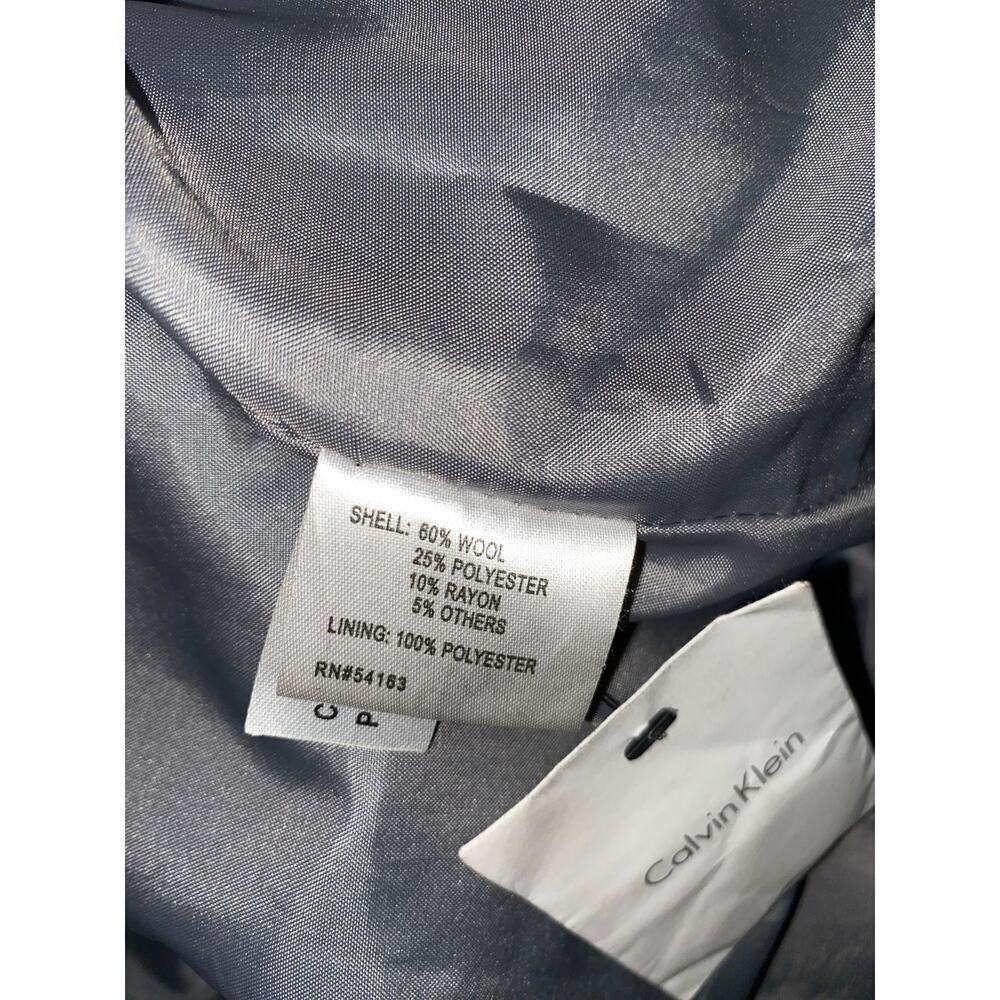 Calvin Klein GUC size 2 Black Double Breasted Wool Blend Button Down Trench Coat - Picture 11 of 12